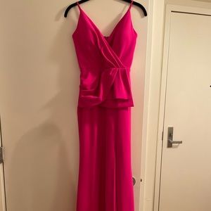 The actual color is on the second picture which is the the bright pink.